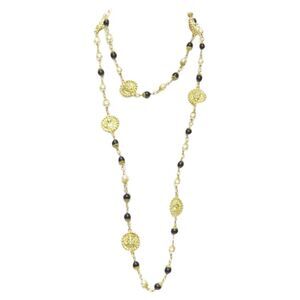 Chanel Goosens Lion head faux pearl sautoir necklace